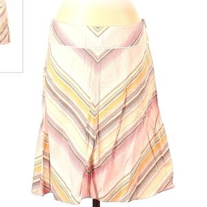 Vintage Frenchi Chevron Stripe Skirt Women's Small S Pink Peach A-Line Zip-Up